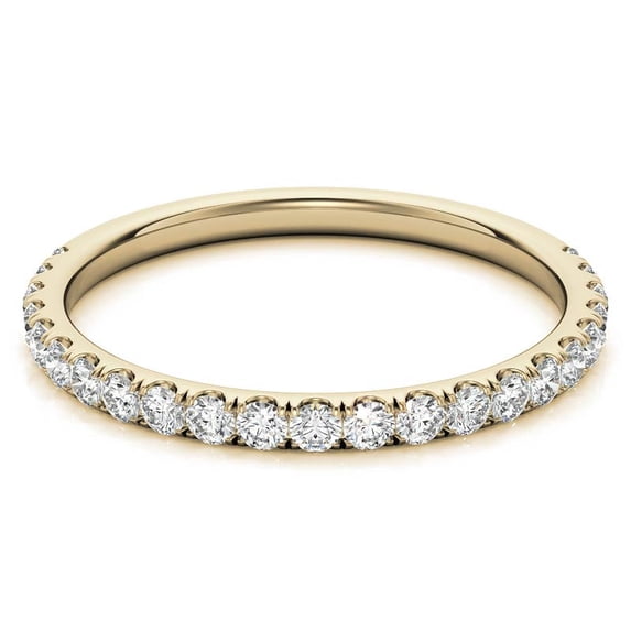 Solitaire Brilliance 2mm Lab Grown Diamond Stackable Engagement Ring, Half Eternity Wedding Stackable Band Solid 14K Yellow Gold, Ring Size 6