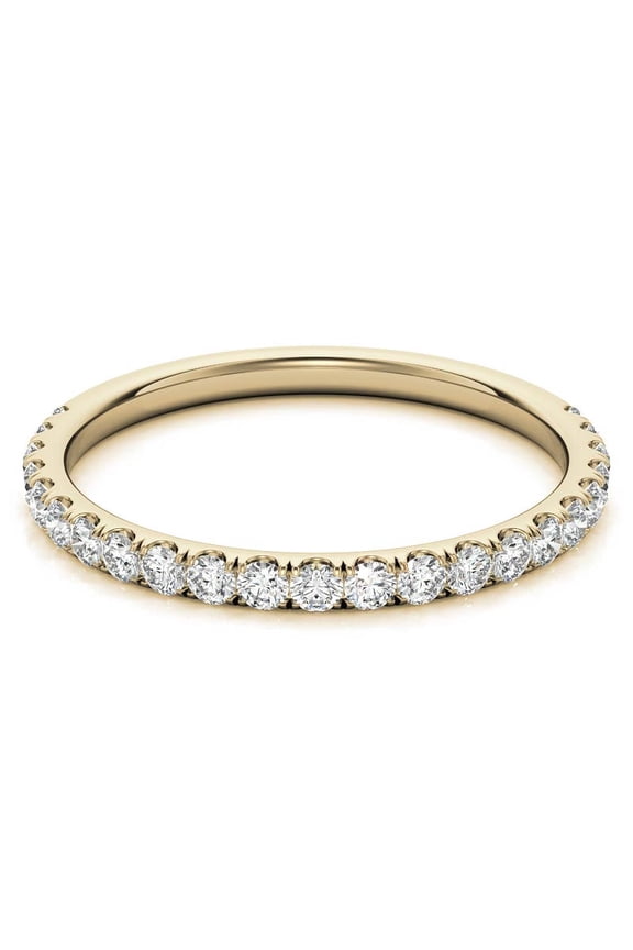 2mm Lab Grown Diamond Stackable Engagement Ring, Half Eternity Wedding Stackable Band Solid 14K Yellow Gold, Ring Size 7