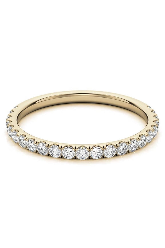 2mm Moissanite Diamond Stackable Engagement Ring, Half Eternity Wedding Stackable Band Solid 14K Yellow Gold, Ring Size 7