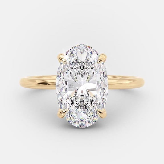 Solitaire Brilliance 3Ct Elongated Oval Moissanite Solitaire Engagement Ring for Women 10k Yellow Gold Size 4