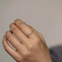 Solitaire Brilliance 4x2 Marquise and Round Diamond Stacking Wedding Band 10k Yellow Gold, Ring Size 4