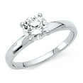 thumbnail image 1 of Solitaire CZ Engagement Ring 14k White Gold Anniversary Round CZ Band Bridal Single Stone Ring Size 8, 1 of 1