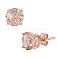 thumbnail image 1 of Solitaire Champagne CZ Stud Earrings - Unisex Rose Gold Plated .925 Sterling Silver Stud Earrings 3MM, 1 of 4