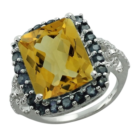 Solitaire Citrine 3.77 Ctw Iolite Accents 925 Sterling Silver Women Wedding Ring