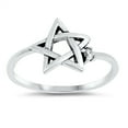 thumbnail image 1 of Solitaire Clear CZ Star of David Jewish Ring 925 Sterling Silver Band White Female Size 10, 1 of 4
