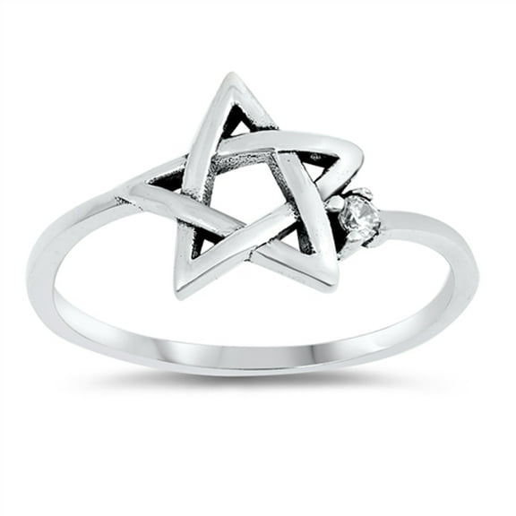 Solitaire Clear CZ Star of David Jewish Ring 925 Sterling Silver Band White Female Size 7