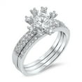 thumbnail image 1 of Solitaire Cluster Clear CZ Wedding Ring .925 Sterling Silver Band White Jewelry Female Size 5, 1 of 4