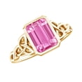 thumbnail image 1 of Rosec Jewels Solitaire Created Pink Sapphire Celtic Ring with Diamond for Women - 2.7 Ct - AAAA Quality Certified, 14K Yellow Gold, US 9.00, 1 of 8