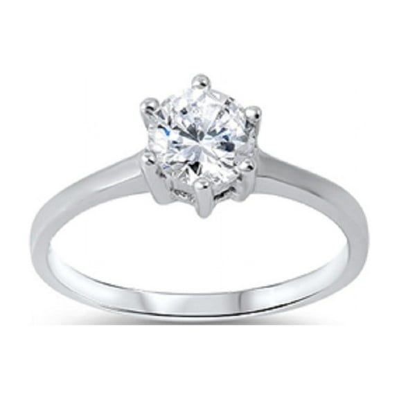 Solitaire Cubic Zirconia Ring Sterling Silver 925