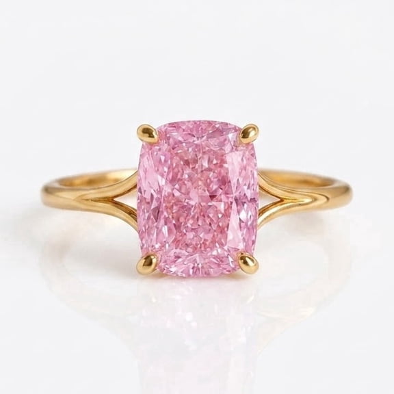 Solitaire Cushion Cut Pink Sapphire Engagement Ring, September Birthstone Pretty Ring, Solitaire Stackable Handmade Jewelry, Anniversary Ring for Wife