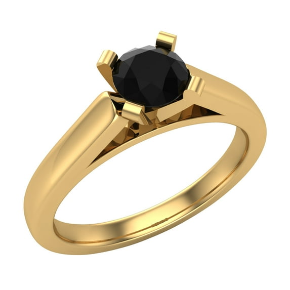 Solitaire Diamond Engagement Ring Round Brilliant Cut 14K Gold 3/8 CTW