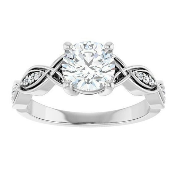 Solitaire Diamond Engagement Ring, Split Shank Diamond Ring, Criss Cross Shank Ring, Solitaire With Accents Diamond Ring, 925 Sterling Silver, 2.1 Ct Simulated Diamond, Proposal Ring For Her