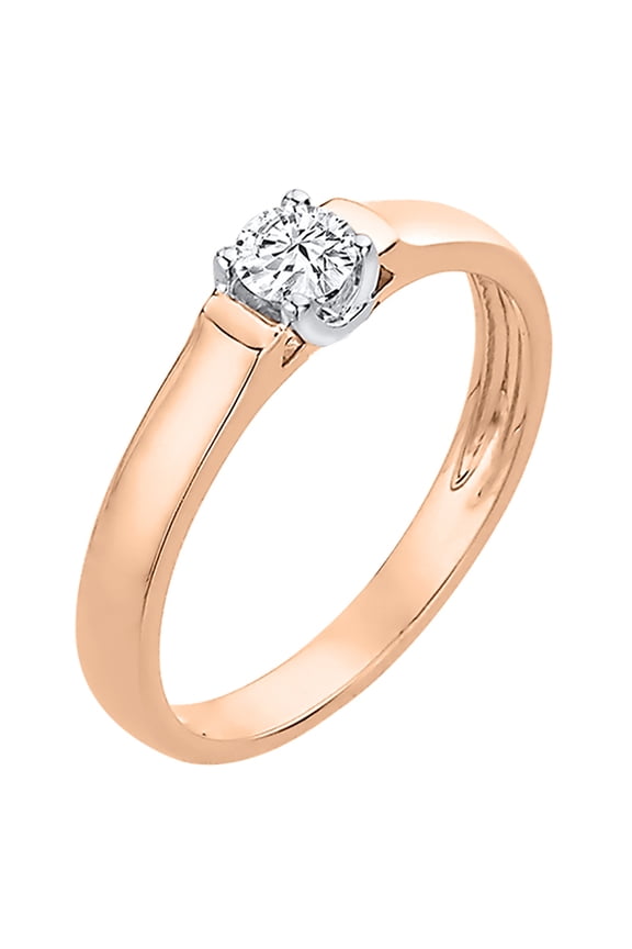 Solitaire Diamond Engagement Ring in 10K Rose Gold (1/4 cttw) (I-Color, SI3-I1 Clarity) (Size-6.5)
