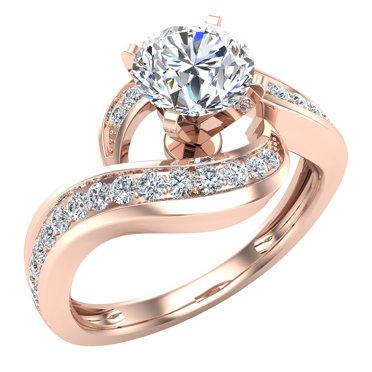 9k Rose Gold Filled Solitaire Engagement Ring – 1 CT Simulated Diamond, Classic Claw Setting