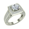 thumbnail image 1 of Solitaire Diamond Engagement Rings for Women GIA certified Round Brilliant Diamond Square Halo Rings Cathedral 14K White Gold 2.20 carat (G,SI), 1 of 6