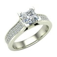 thumbnail image 1 of Solitaire Diamond Engagement Rings for Women Princess Cut Diamond Ring Two-Row Shank 14K White Gold 1.00 Carat (H,SI1), 1 of 5