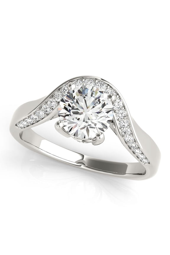 Solitaire Diamond Engagement Wedding Ring, Bypass Shank Diamond Ring, Solitaire With Accents Ring, Euro Shank Ring, Proposal Ring For Girlfriend, 925 Sterling Silver, 2.2 Ct Simulated Diamond