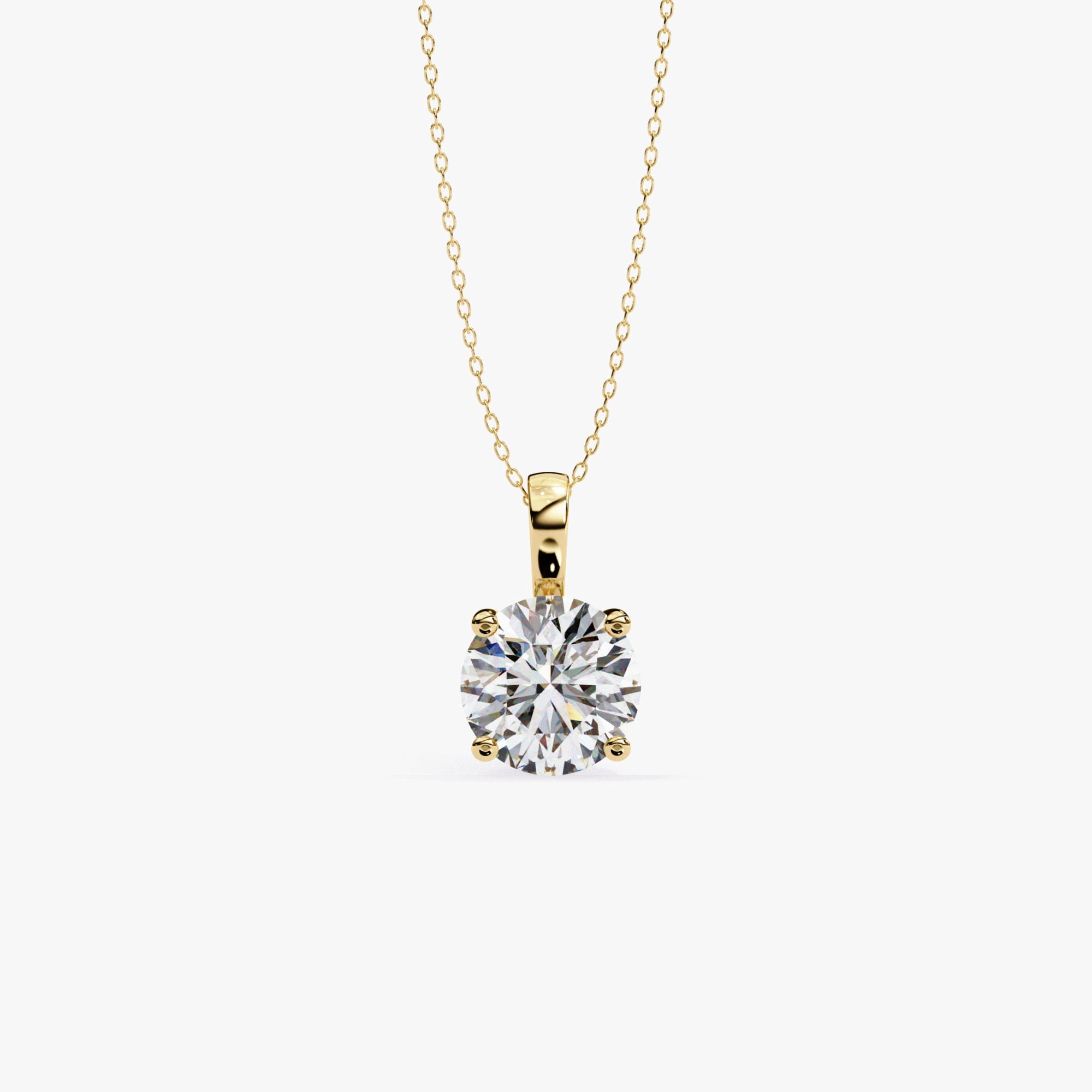 Solitaire Diamond Necklace, Diamond Pendant Necklace for Woman, Tiny ...