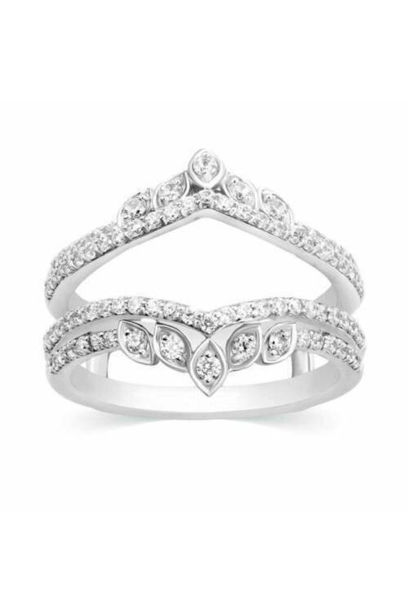 Solitaire Engagement Enhancer Insert Ring 1.8 Ct Diamond 14K White Gold Over