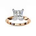 thumbnail image 1 of Solitaire Engagement Promise Rings for Women | 6.5MM Princess Cut 4-Prong Lab Created Moissanite Promise Rings for Her in 14K Rose Gold Over Sterling Silver, Ring Size 7, 1 of 7