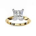 thumbnail image 1 of Solitaire Engagement Promise Rings for Women | 6.5MM Princess Cut 4-Prong Lab Created Moissanite Promise Rings for Her in 14K Yellow Gold Over Sterling Silver, Ring Size 4, 1 of 7