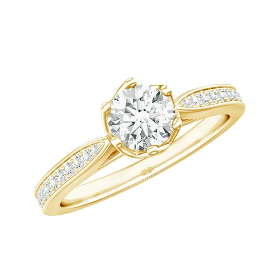 Rosec Jewels Moissanite Promise Ring for Women - 1/2 Ct - 5 mm - Moissanite Solitaire Ring - D-VS1 Grade Certified, 14K Yellow Gold, US 3.50