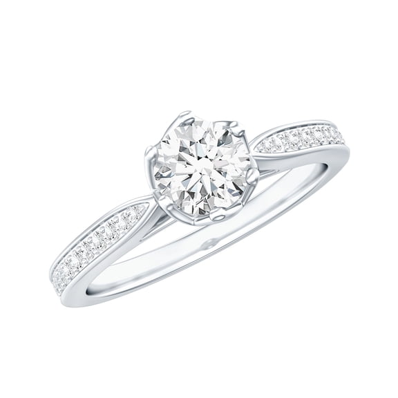 Rosec Jewels Moissanite Promise Ring for Women - 1/2 Ct - 5 mm - Moissanite Solitaire Ring - D-VS1 Grade Certified, 925 Sterling Silver, US 4.00