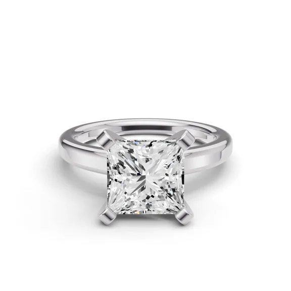 Solitaire Engagement Ring, Proposal Ring For Special One, Wedding Ring, 14K White Gold Plated, 1.1 Ct Princess Cut Simulated Diamond, Anniversary Gift