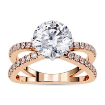 Solitaire Engagement Ring for Women | Center 8.5mm Round Cut Lab Created Moissanite Criss Cross Solitaire Promise Rings in 14K Solid Rose Gold Gift for Her, Ring Size 10