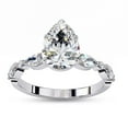 thumbnail image 1 of Solitaire Engagement Ring for Women | Center 8x6mm Pear Cut Lab Created Moissanite Promise Ring in 14K Solid White Gold Jewelry Gift for Her, Ring Size 4, 1 of 6