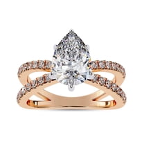 AFFY Solitaire Engagement Ring for Women, Center 9x6mm Pear Cut Split Shank Wedding Anniversary Rings In 10K Solid Rose Gold Jewelry Gift for Her, Ring Size-8.5