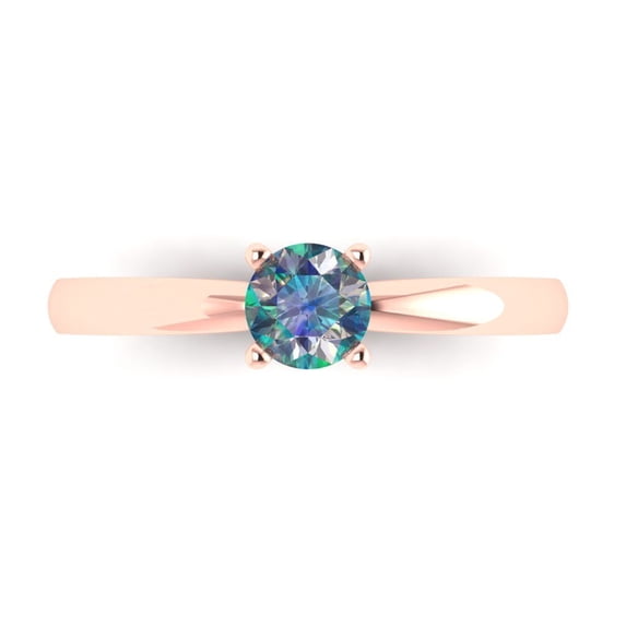 Solitaire Engagement Ring for Women - 0.5ct Blue Moissanite in 14K Rose Gold Promise Ring