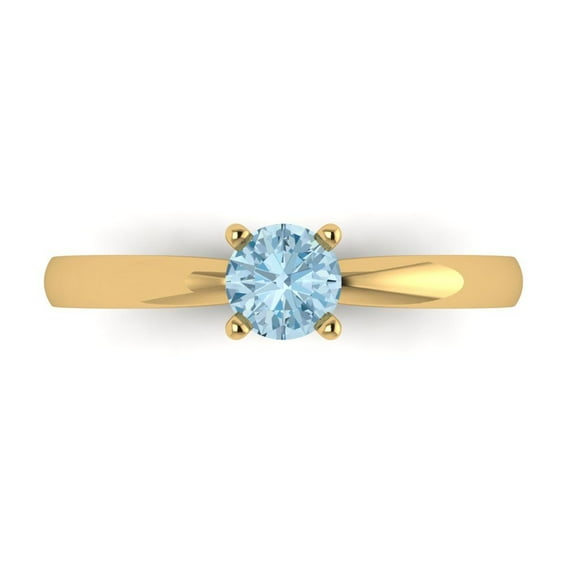 Solitaire Engagement Ring for Women - 0.5ct Natural Aquamarine in 14K Yellow Gold Promise Ring