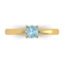 Solitaire Engagement Ring for Women - 0.5ct Natural Aquamarine in 18K Yellow Gold Promise Ring