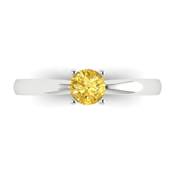 Solitaire Engagement Ring for Women - 0.5ct Natural Citrine in 14K White Gold Promise Ring