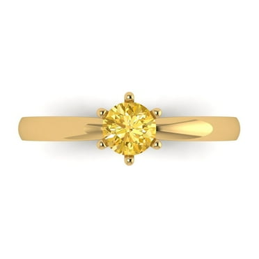 Solitaire Engagement Ring for Women - 0.5ct Natural Citrine in 14K Yellow Gold Promise Ring