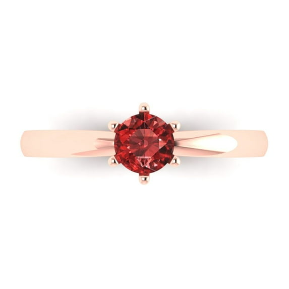 Solitaire Engagement Ring for Women - 0.5ct Natural Garnet in 14K Rose Gold Promise Ring