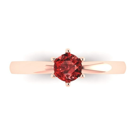 Solitaire Engagement Ring for Women - 0.5ct Natural Garnet in 14K Rose Gold Promise Ring