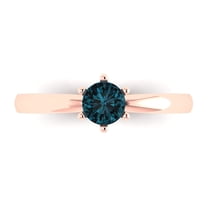 Solitaire Engagement Ring for Women - 0.5ct Natural London Blue Topaz in 18K Rose Gold Promise Ring