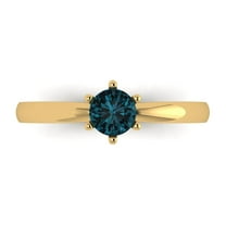 Solitaire Engagement Ring for Women - 0.5ct Natural London Blue Topaz in 18K Yellow Gold Promise Ring