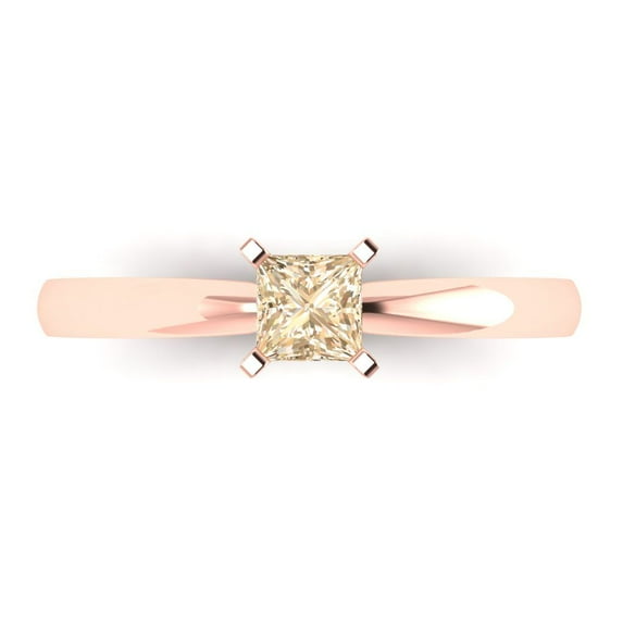 Solitaire Engagement Ring for Women - 0.5ct Natural Morganite in 14K Rose Gold Promise Ring