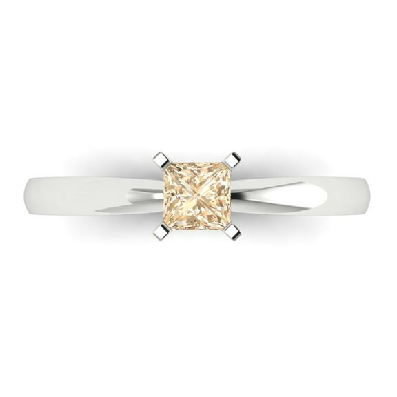 Solitaire Engagement Ring for Women - 0.5ct Natural Morganite in 14K White Gold Promise Ring