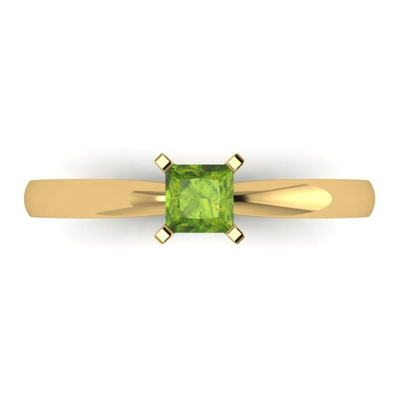 Solitaire Engagement Ring for Women - 0.5ct Natural Peridot in 14K Yellow Gold Promise Ring