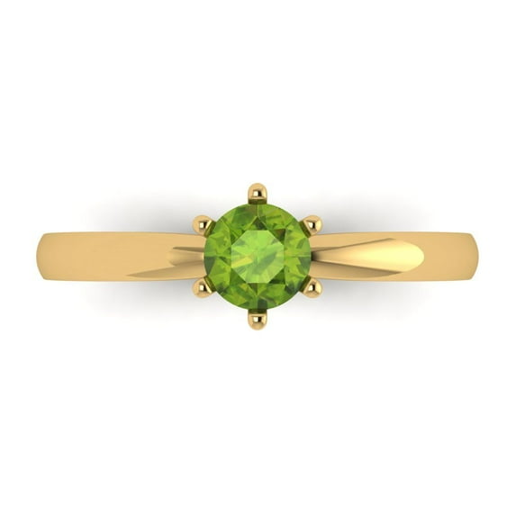 Solitaire Engagement Ring for Women - 0.5ct Natural Peridot in 14K Yellow Gold Promise Ring