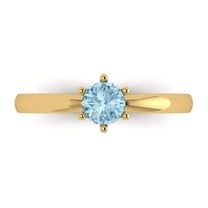 Solitaire Engagement Ring for Women - 0.5ct Natural Sky Blue Topaz in 18K Yellow Gold Promise Ring