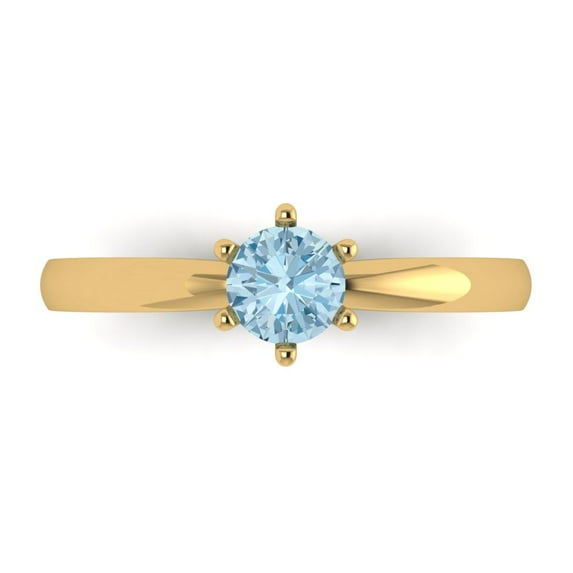 Solitaire Engagement Ring for Women - 0.5ct Simulated Blue Diamond in 14K Yellow Gold Promise Ring
