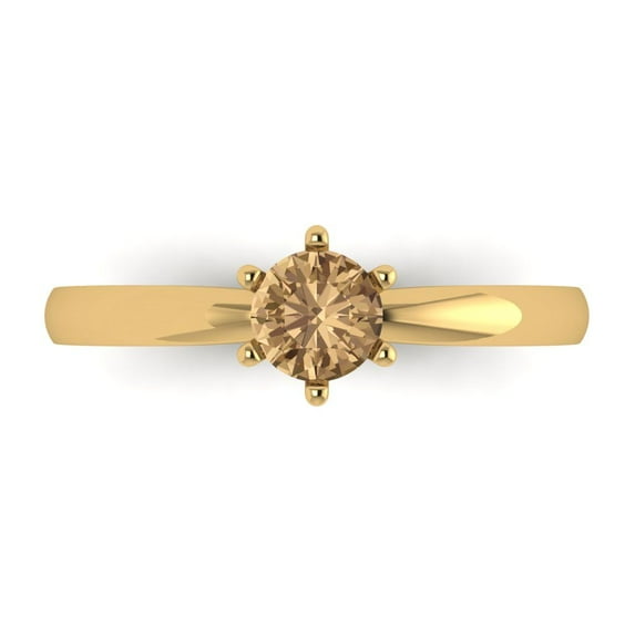 Solitaire Engagement Ring for Women - 0.5ct Simulated Champagne Diamond in 14K Yellow Gold Promise Ring