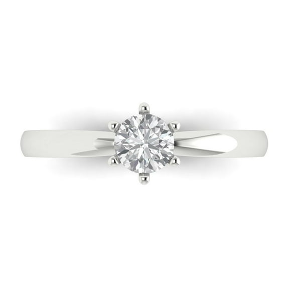 Solitaire Engagement Ring for Women - 0.5ct Simulated Diamond in 14K White Gold Promise Ring