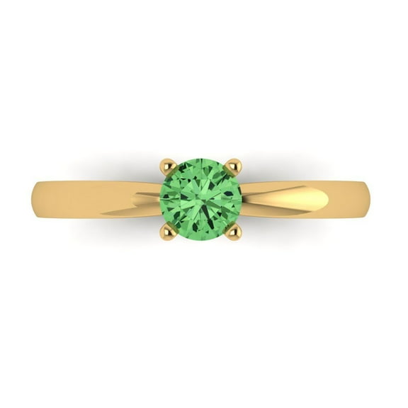 Solitaire Engagement Ring for Women - 0.5ct Simulated Green Diamond in 18K Yellow Gold Promise Ring