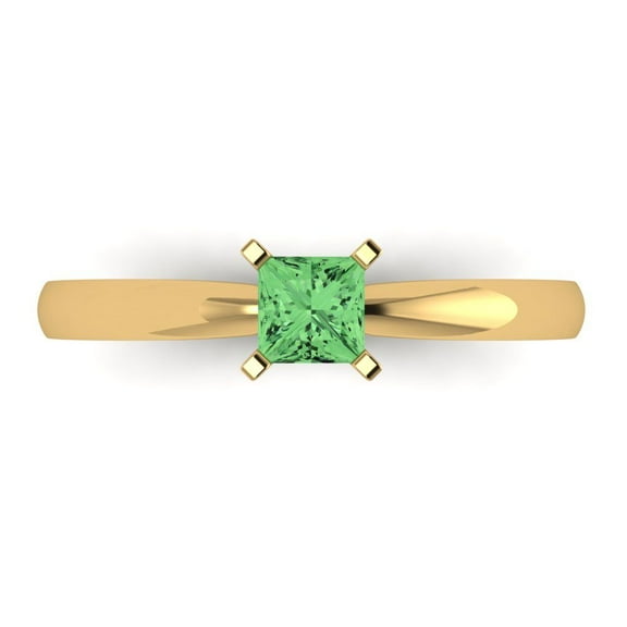 Solitaire Engagement Ring for Women - 0.5ct Simulated Green Diamond in 18K Yellow Gold Promise Ring